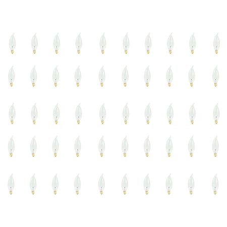 Bulbrite Incandescent CA10 Candelabra Screw Base E12 Light Bulb, 40W, Clear, 50PK 861060